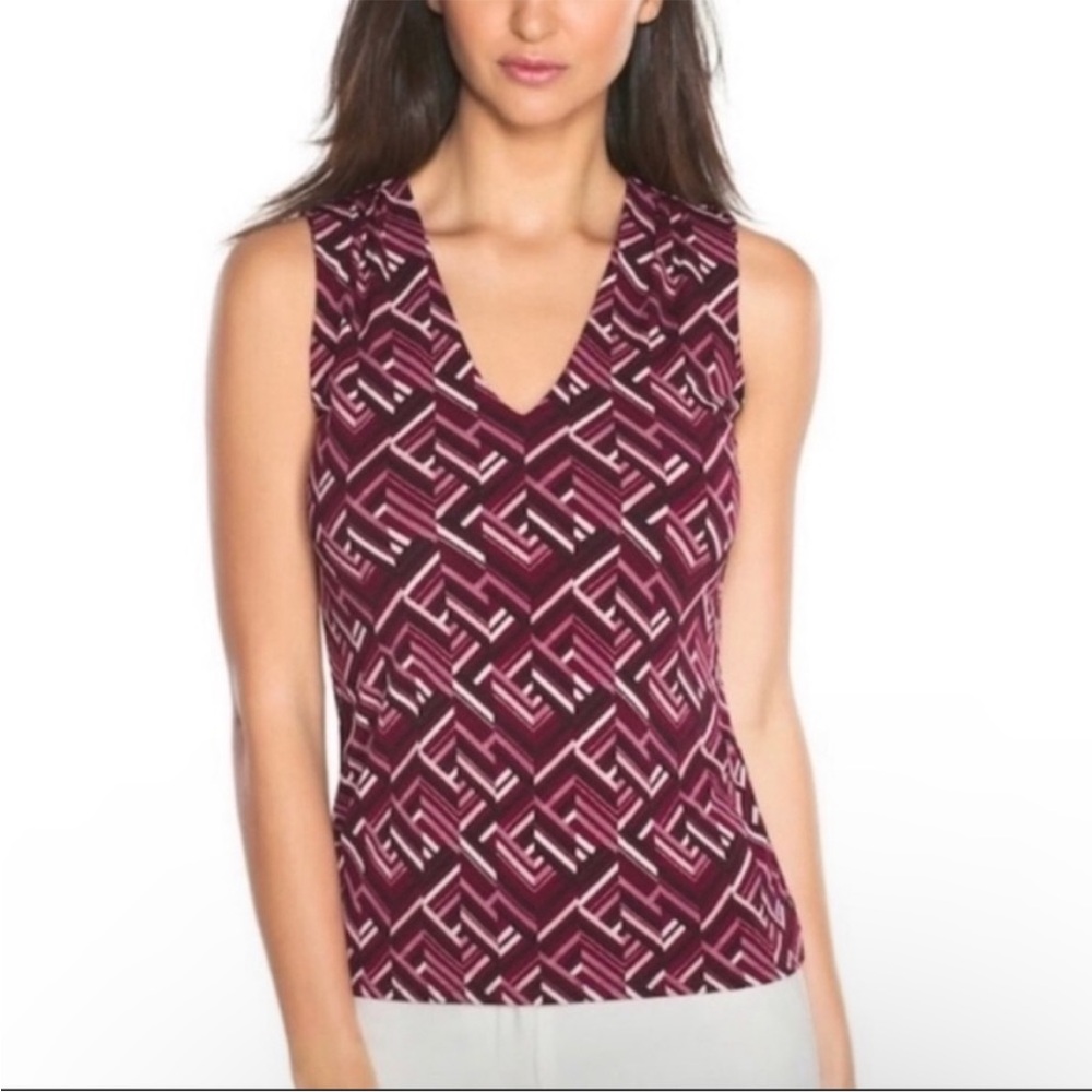 WHBM Geographic Chevron Print Sleeveless Blouse - Size XS - NWT!